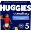 Picture of Huggies Size 5 Overnites Baby Diapers: Overnight Diapers, Size 5 (27+ lbs), 100 Ct (2 Packs of 50), Packaging May Vary