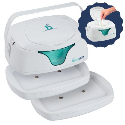 Picture of hiccapop Portable Baby Wipe Warmer, Baby Wipes Warmer for Babies Includes 2 Power Bases, Diaper Wipe Warmer with Changing Light