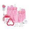 Picture of Dr. Brown's Natural Flow Anti-Colic Options+ Special Edition Pink Baby Bottle Gift Set with Soft Sippy Spout Transition Cup, Flexees Teether, Bottle Cleaning Brush and Travel Caps
