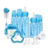 Picture of Dr. Brown's Natural Flow Anti-Colic Options+ Special Edition Blue Baby Bottle Gift Set with Soft Sippy Spout Transition Cup, Flexees Teether, Bottle Cleaning Brush and Travel Caps