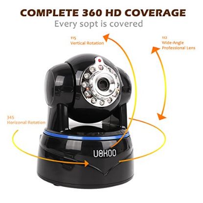 Picture of Wireless Camera, WiFi IP Security Camera Surveillance Camera Built-in SD card Slot, Pan-Tilt/2-Way Audio/Night-Vision/Email Alert for Baby Video Monitor Nanny Cam IP Webcam (Black)