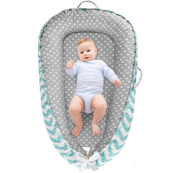 Picture of URMYWO Baby Lounger - Baby Lounger for Newborn 0-24 Months, Breathable & Soft Cotton Baby Nest Cover Infant Lounger, Babies Newborn Essentials Gifts, Portable Baby Floor Seat for Home and Travel