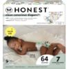 Picture of The Honest Company Clean Conscious Diapers for Sensitive Skin | Hypoallergenic, Fragrance Free | Gender Neutral Prints | Super Club Box, Size 7 (41+ lbs), 64 Count