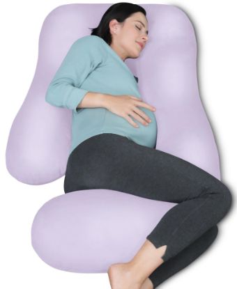 Picture of MOON PARK Pregnancy Pillows for Sleeping - U Shaped Full Body Maternity Pillow with Removable Cover - Support for Back, Legs, Belly, HIPS - 57 Inch Pregnancy Pillow for Women - Purple
