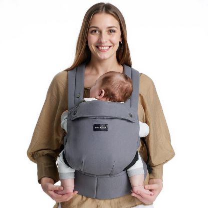 Picture of Momcozy Baby Carrier - Ergonomic, Cozy and Lightweight Carrier for 7-44lbs, Effortless to Put On, Ideal for Hands-Free Parenting, Enhanced Lumbar Support, Purehug for Infant to Toddler, Grey