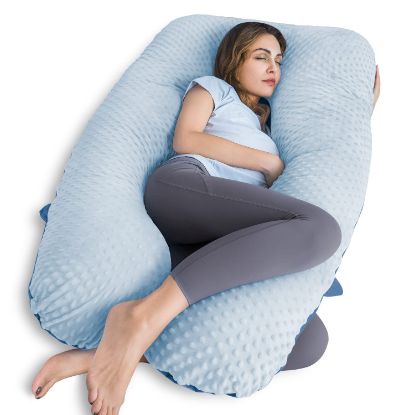 Picture of QUEEN ROSE Pregnancy Pillow, U Shaped Pregnancy Pillows for Sleeping, Blue Maternity Body Pillow for Pregnant Women, Luxury Soft Comfort, 55 Inch
