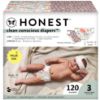 Picture of The Honest Company Clean Conscious Diapers for Sensitive Skin | Hypoallergenic, Fragrance Free | Girl Prints | Super Club Box, Size 3 (16-28 lbs), 120 Count