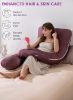 Picture of QUEEN ROSE Pregnancy Pillow, Maternity Body Pillow for Sleeping, U Shaped Pillow for Body Support Sleeping, Silky Satin Cover, Purple