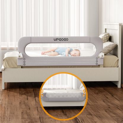 Picture of UPGOGO Folding Bed Rail for Toddlers,Baby Bed Rail Guard with Reinforced Anchor Safety System,Fit Bunk,Full Size,Queen,King,Twin(Grey,59"x23.6")