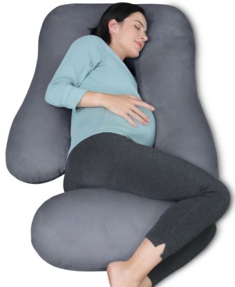 Picture of MOON PARK Pregnancy Pillows for Sleeping - U Shaped Full Body Maternity Pillow with Removable Cover - Support for Back, Legs, Belly, HIPS - 57 Inch Pregnancy Pillow for Women - Dark Grey