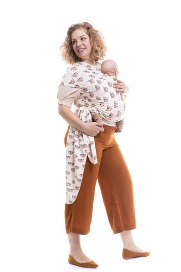 Picture of Boba Baby Wrap Carrier - Original Baby Carrier Wrap Sling for Newborns - Baby Wearing Essentials - Newborn Wrap Swaddle Holder, Newborn to Toddler Infant Sling (Serenity Rainbows)