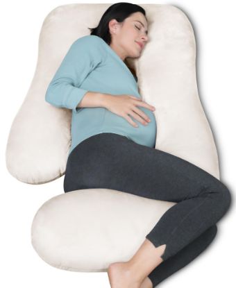 Picture of MOON PARK Pregnancy Pillows for Sleeping - U Shaped Full Body Maternity Pillow with Removable Cover - Support for Back, Legs, Belly, HIPS - 57 Inch Pregnancy Pillow for Women - Ivory