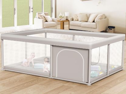 Picture of Hiaksedt Large Baby Playpen 65x50 Inch, PlayPen for Babies and Toddlers, Sturdy Safety Play Yard for Indoor & Outdoor with Zipper Gate