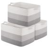Picture of OIAHOMY Rectangle Woven Storage Basket - Nursery Cotton Rope Baskets for Storage, Toy Basket Organizing for Living Room, 17.7"x13.8"x11"- Pack of 3 - Gradient Gray