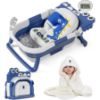 Picture of MoreFeel Collapsible Baby Bathtub for Newborn with Thermometer & 1 Hooded Towel & 1 Soft Floating Cushion,Portable Travel Bathtub with Drain Hole, Durable Foldable Baby Tubs for Infants to Toddler