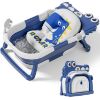 Picture of TPN Collapsible Baby Bathtub for Infants to Toddler with Real-time Temp Monitor+Floating Cushion,Foldable Baby Bath Tub Set Applicable 0-36 Month,Perfect Portable Travel Baby Tub for Newborns Boy