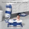 Picture of TPN Collapsible Baby Bathtub for Infants to Toddler with Real-time Temp Monitor+Floating Cushion,Foldable Baby Bath Tub Set Applicable 0-36 Month,Perfect Portable Travel Baby Tub for Newborns Boy