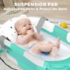 Picture of MoreFeel Collapsible Baby Bathtub for Newborn with Thermometer & 1 Hooded Towel & 1 Soft Floating Cushion,Portable Travel Bathtub with Drain Hole, Durable Foldable Baby Tubs for Infants to Toddler