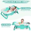 Picture of MoreFeel Collapsible Baby Bathtub for Newborn with Thermometer & 1 Hooded Towel & 1 Soft Floating Cushion,Portable Travel Bathtub with Drain Hole, Durable Foldable Baby Tubs for Infants to Toddler