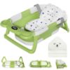 Picture of MoreFeel Collapsible Baby Bathtub for Newborn with Thermometer & 1 Hooded Towel & 1 Soft Floating Cushion,Portable Travel Bathtub with Drain Hole, Durable Foldable Baby Tubs for Infants to Toddler