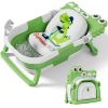 Picture of TPN Collapsible Baby Bathtub for Infants to Toddler with Real-time Temp Monitor+Floating Cushion,Foldable Baby Bath Tub Set Applicable 0-36 Month,Perfect Portable Travel Baby Tub for Newborns Boy