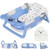 Picture of MoreFeel Collapsible Baby Bathtub for Newborn with Thermometer & 1 Hooded Towel & 1 Soft Floating Cushion,Portable Travel Bathtub with Drain Hole, Durable Foldable Baby Tubs for Infants to Toddler
