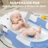 Picture of MoreFeel Collapsible Baby Bathtub for Newborn with Thermometer & 1 Hooded Towel & 1 Soft Floating Cushion,Portable Travel Bathtub with Drain Hole, Durable Foldable Baby Tubs for Infants to Toddler