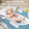 Picture of MoreFeel Collapsible Baby Bathtub for Newborn with Thermometer & 1 Hooded Towel & 1 Soft Floating Cushion,Portable Travel Bathtub with Drain Hole, Durable Foldable Baby Tubs for Infants to Toddler