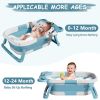 Picture of MoreFeel Collapsible Baby Bathtub for Newborn with Thermometer & 1 Hooded Towel & 1 Soft Floating Cushion,Portable Travel Bathtub with Drain Hole, Durable Foldable Baby Tubs for Infants to Toddler