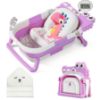 Picture of MoreFeel Collapsible Baby Bathtub for Newborn with Thermometer & 1 Hooded Towel & 1 Soft Floating Cushion,Portable Travel Bathtub with Drain Hole, Durable Foldable Baby Tubs for Infants to Toddler