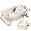 Picture of TPN Collapsible Baby Bathtub for Infants to Toddler with Real-time Temp Monitor+Floating Cushion,Foldable Baby Bath Tub Set Applicable 0-36 Month,Perfect Portable Travel Baby Tub for Newborns Boy