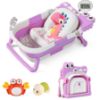 Picture of TPN Collapsible Baby Bathtub for Infants to Toddler with Real-time Temp Monitor+Floating Cushion,Foldable Baby Bath Tub Set Applicable 0-36 Month,Perfect Portable Travel Baby Tub for Newborns Boy