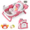 Picture of TPN Collapsible Baby Bathtub for Infants to Toddler with Real-time Temp Monitor+Floating Cushion,Foldable Baby Bath Tub Set Applicable 0-36 Month,Perfect Portable Travel Baby Tub for Newborns Girl