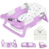 Picture of MoreFeel Collapsible Baby Bathtub for Newborn with Thermometer & 1 Hooded Towel & 1 Soft Floating Cushion,Portable Travel Bathtub with Drain Hole, Durable Foldable Baby Tubs for Infants to Toddler