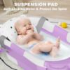 Picture of MoreFeel Collapsible Baby Bathtub for Newborn with Thermometer & 1 Hooded Towel & 1 Soft Floating Cushion,Portable Travel Bathtub with Drain Hole, Durable Foldable Baby Tubs for Infants to Toddler