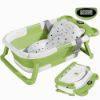 Picture of TPN Collapsible Baby Bathtub for Infants to Toddler with Real-time Temp Monitor+Floating Cushion,Foldable Baby Bath Tub Set Applicable 0-36 Month,Perfect Portable Travel Baby Tub for Newborns Boy