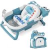 Picture of TPN Collapsible Baby Bathtub for Infants to Toddler with Real-time Temp Monitor+Floating Cushion,Foldable Baby Bath Tub Set Applicable 0-36 Month,Perfect Portable Travel Baby Tub for Newborns Girl