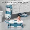 Picture of TPN Collapsible Baby Bathtub for Infants to Toddler with Real-time Temp Monitor+Floating Cushion,Foldable Baby Bath Tub Set Applicable 0-36 Month,Perfect Portable Travel Baby Tub for Newborns Girl