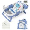 Picture of MoreFeel Collapsible Baby Bathtub for Newborn with Thermometer & 1 Hooded Towel & 1 Soft Floating Cushion,Portable Travel Bathtub with Drain Hole, Durable Foldable Baby Tubs for Infants to Toddler