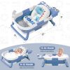 Picture of MoreFeel Collapsible Baby Bathtub for Newborn with Thermometer & 1 Hooded Towel & 1 Soft Floating Cushion,Portable Travel Bathtub with Drain Hole, Durable Foldable Baby Tubs for Infants to Toddler