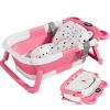 Picture of TPN Collapsible Baby Bathtub for Infants to Toddler with Real-time Temp Monitor+Floating Cushion,Foldable Baby Bath Tub Set Applicable 0-36 Month,Perfect Portable Travel Baby Tub for Newborns Girl