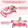 Picture of TPN Collapsible Baby Bathtub for Infants to Toddler with Real-time Temp Monitor+Floating Cushion,Foldable Baby Bath Tub Set Applicable 0-36 Month,Perfect Portable Travel Baby Tub for Newborns Girl