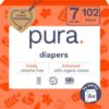 Picture of Pura Size 7 Eco-Friendly Diapers (33+lbs) Hypoallergenic, TCF, Soft Organic Cotton, Sustainable, up to 12 Hours Leak Protection, Allergy UK, Recyclable Paper Packaging, 6 Packs of 17 (102 Diapers)