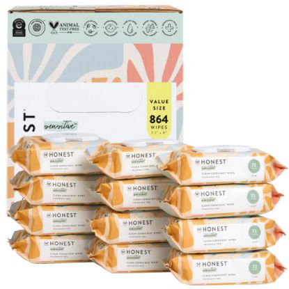 Picture of The Honest Company Clean Conscious Multi-Use Wipes | Hypoallergenic + Unscented for Sensitive Skin | Over 99% Water, Compostable, Plant Based, Baby Wipes | Sunburst, 864 Count