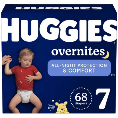 Picture of Huggies Size 7 Overnites Baby Diapers: Overnight Diapers, Size 7 (41+ lbs), 68 Ct (2 Packs of 34), Packaging May Vary