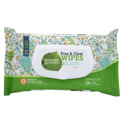 Picture of Seventh Generation Free and Clear Baby Wipes Travel Pack, 30 Count (Pack of 12)