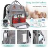 Picture of Baby Diaper Bag Backpack, Diaper Changing Station, Portable Changing Station Backpack for Boys Girls,Waterproof Changing Pad,USB Charging Port,Pacifier Case, Sunshade and Toy Bar, Heather Grey