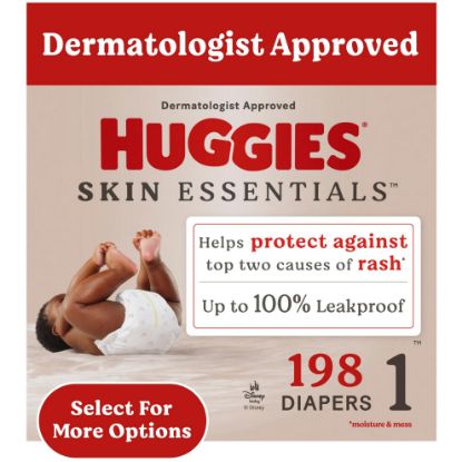 Picture of Huggies Size 1 Diapers, Skin Essentials Baby Diapers, Size 1 (8-14 lbs), 198 Count (3 Packs of 66)