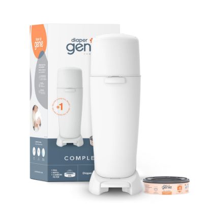 Picture of Playtex Diaper Genie Complete Pail with Built-In Odor Controlling Antimicrobial, Includes Pail & 1 Refill, White , 8.36 Pound