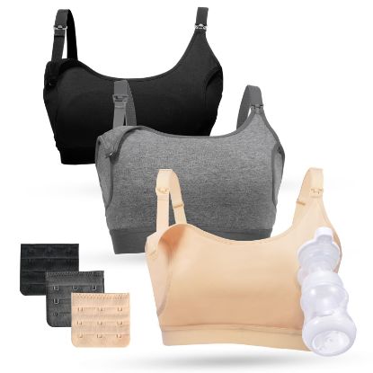 Picture of Momcozy Pumping Bra Hands Free 3 Pack Comfortable All Day Wear Pumping and Nursing Bra in One Holding Breast Pump for Spectra, Lansinoh, Medela